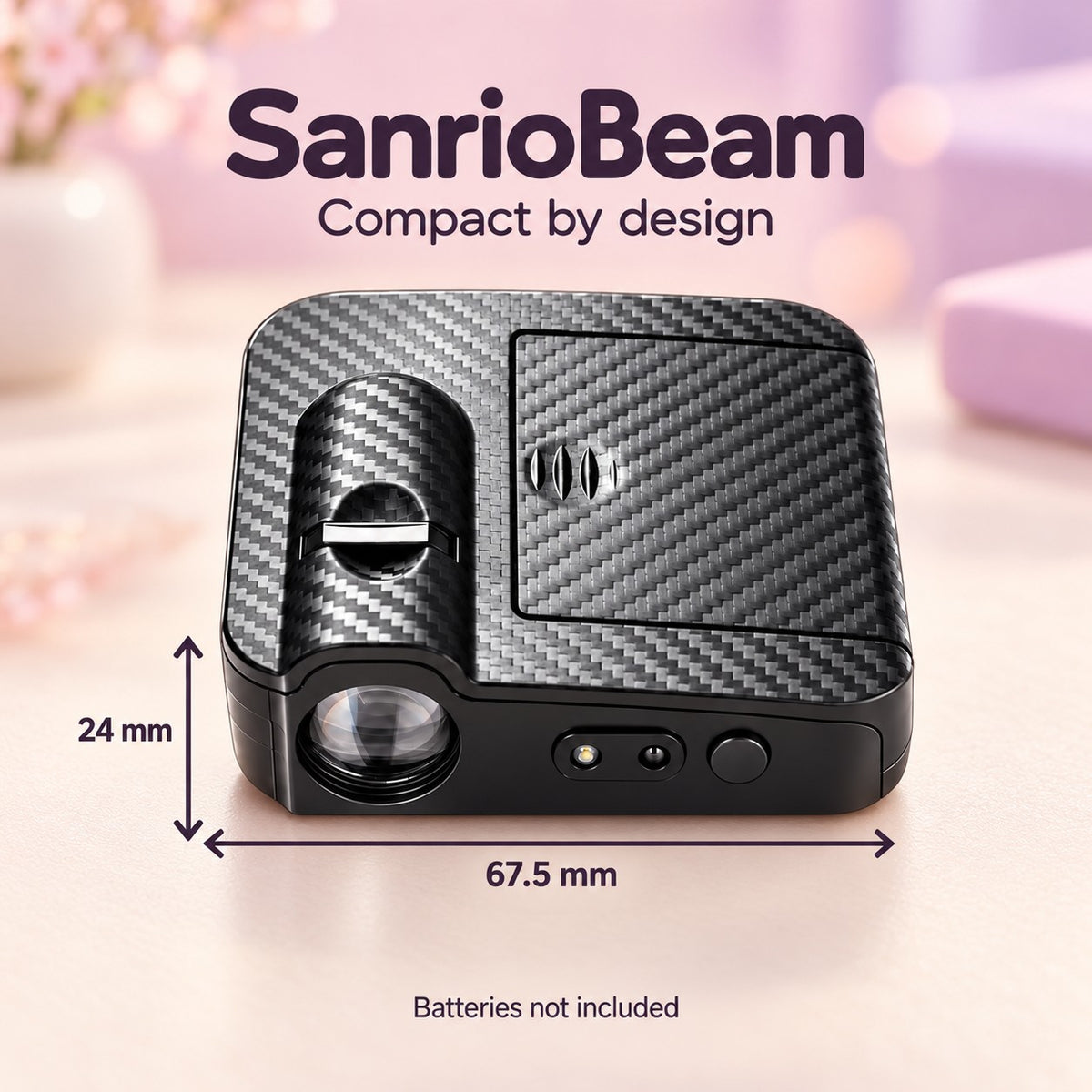 Sanrio Car Projector - Dimensions 67.5 mm by 24 mm