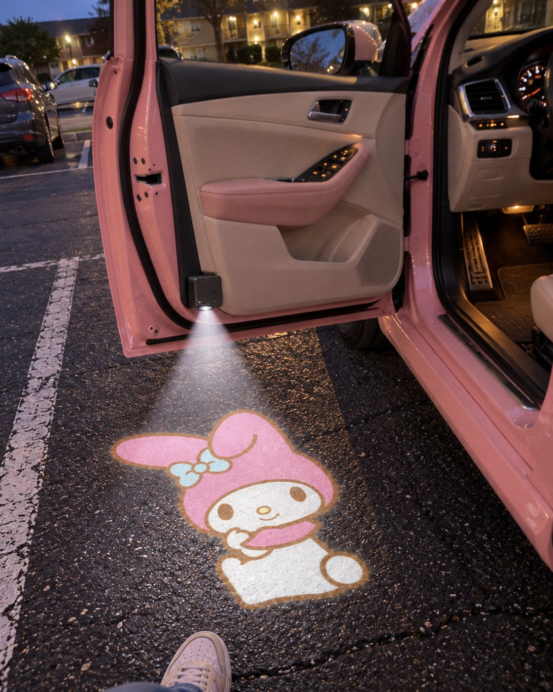 Sanrio Car Projector - Customer photo in a parking lot